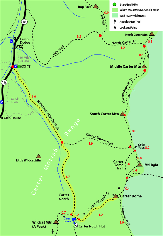 Carter Dome Map, Carter Dome Mountain, Carter Moriah Trail, Nineteen Mile Brook Trail, Carter Dome Trail, Appalachian Trail, Mt Carter Dome, Carter Dome trail maps 4000 footers nh